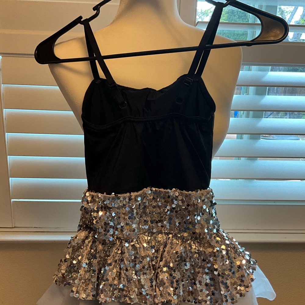 Weissman two piece Kids Sequin Black/Silver dance Halloween dress up size 7/8 - Picture 3 of 7